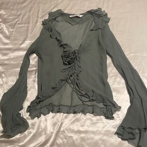 Zara Bell Sleeve Sheer Blouse